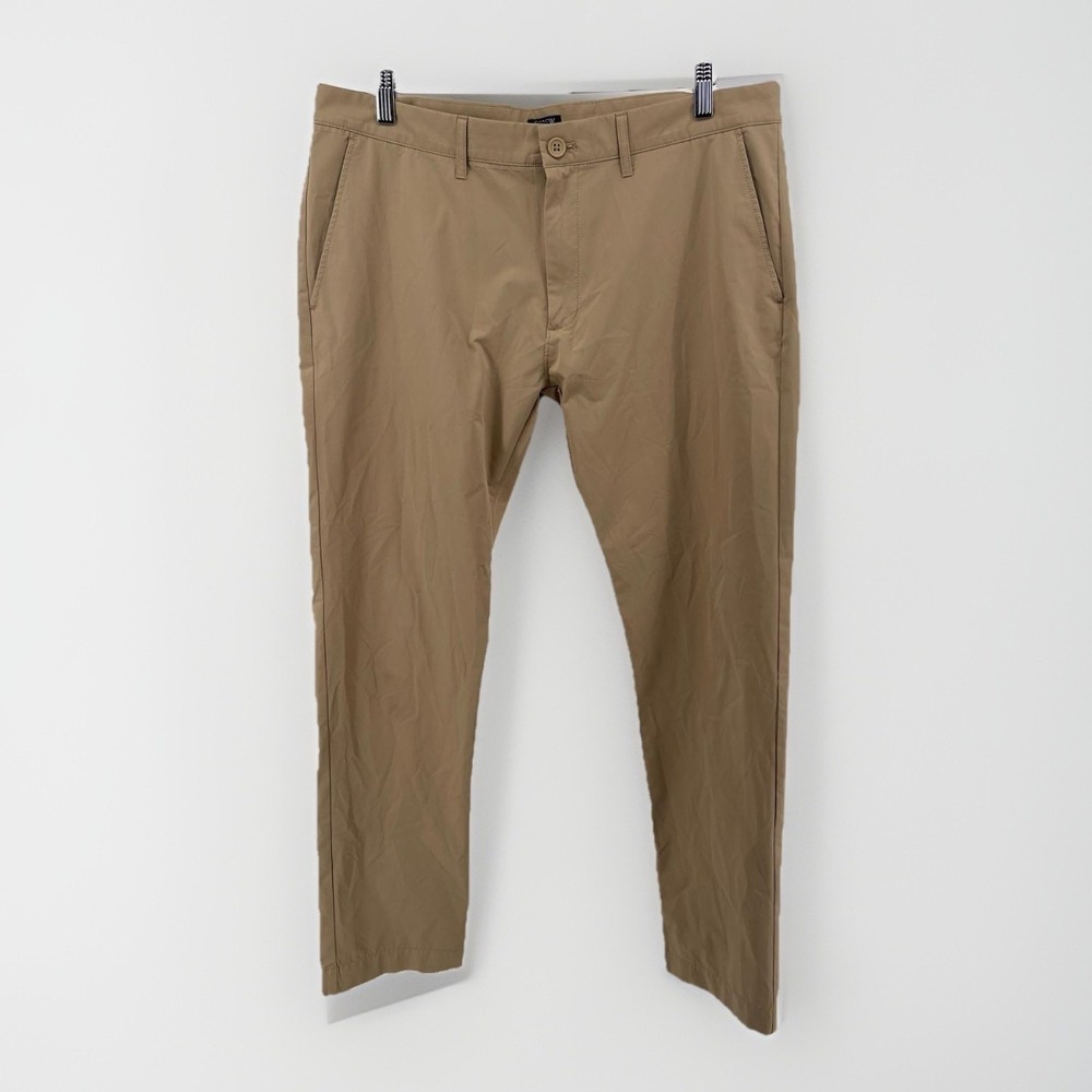 J. Crew Chino‎ Pants Men's 35x32 Beige Flex Stretch Flat Front Solid Slim Fit